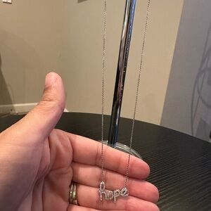 Silver Rhodium Hope Pendant Necklace